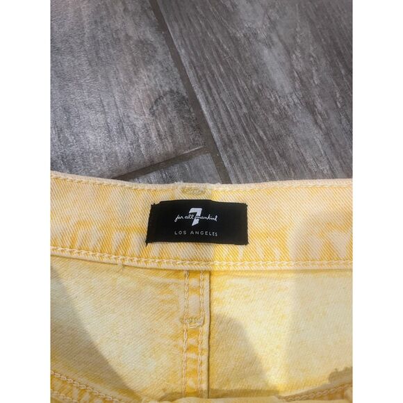 7 For All Mankind High Rise Yellow Shorts Size 28 - Picture 4 of 4